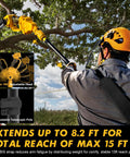 Man using 4 In 1 Cordless Pole Saw And Electric Pruning Shears With 8 Inch Brushless Mini Chainsaw And Extension Pole 15 Ft Reach