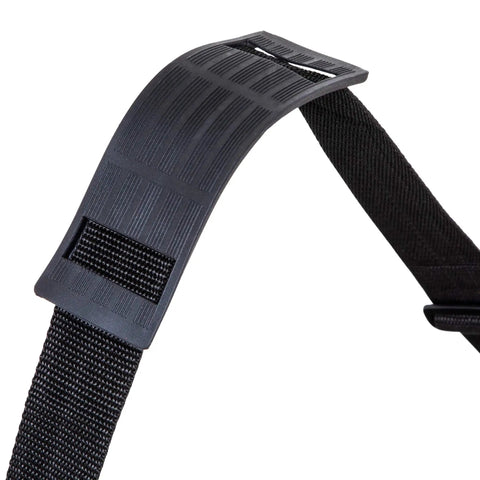 Close-up of adjustable shoulder strap on Mesh Duffle Bag With Zipper And Adjustable Shoulder Strap 15 By 36 Inches Black Oversized Gym Bag