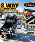 Beefy Heavy Duty Boat Trailer Hand Winch 3500 Lbs With 33 Ft Strap For Lifting And Towing Boats Carbon Steel Build Easy Crank Action Marine Grade Toughness For Dock And Trailer 2-speed ratchet winch on boat trailer