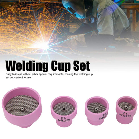 Easy Install Ceramic Welding Cup Set With Alumina Gas Lens Kit For TIG Tools Compatible With Wp20 And Industrial Equipment To Boost Efficiency, featuring multiple sizes for diverse welding applications.
