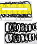 180 Pcs Watch Gasket O Ring Kit With 18 Sizes Waterproof Rubber Seals for repair and wristwatch sealing, assorted black rings in box