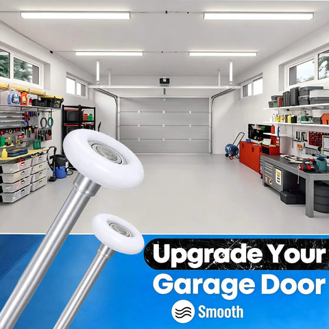 10 Pack Two Inch Nylon Garage Door Rollers With 6200 ZZ Dual Sealed Bearings And Heavy Duty Steel Stem in a garage setting