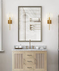 Set Of 2 Modern Indoor Wall Sconces In Antique Brass With Clear Glass Shade Dual Up Down Mount Sleek Wall Decor for bathroom