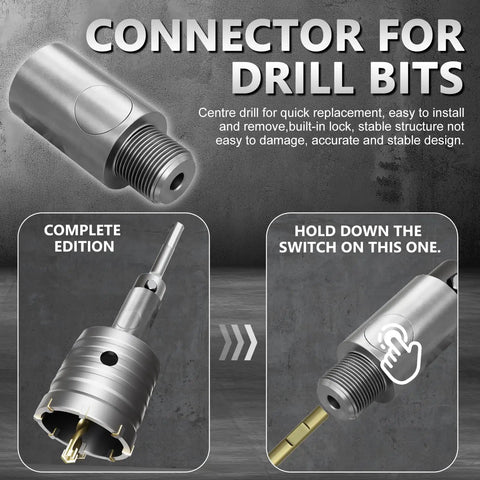 Pro-Grade 34-Piece Concrete Hole Saw Kit With 30 To 110mm Tungsten Carbide Masonry Bits SDS Plus Shanks connector and drill bits