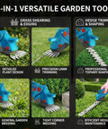Top Tier Cordless Hedge Trimmer With Badass Dual Blade Setup And 21V Fast Charging Batteries For No Sweat Lawn Grooming And Heavy Duty Shrub Trimming Jobs in various garden tool uses.