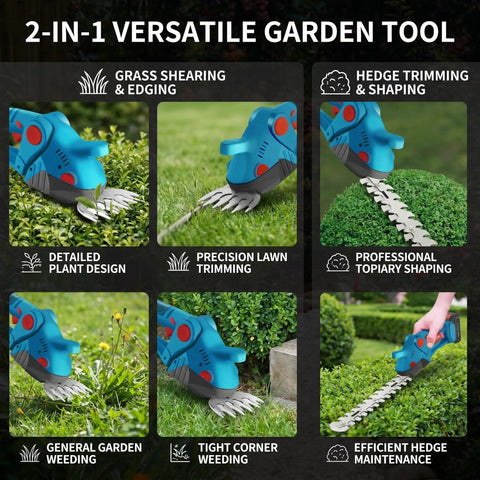 Top Tier Cordless Hedge Trimmer With Badass Dual Blade Setup And 21V Fast Charging Batteries For No Sweat Lawn Grooming And Heavy Duty Shrub Trimming Jobs in various garden tool uses.
