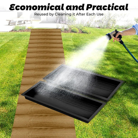 Two Pack Wood Grain ABS Paving Molds For Concrete Reusable Garden Walkway And Patio Path Forms Durable 23.42 By 7.48 By 1.77 Inch DIY Cement Stepping Stones For Outdoor Paths