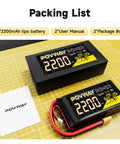 3S 2200mAh 11.1V Lipo Battery Pack With 50C Discharge And XT60 Plug, Shorty Form Factor, Dual Pack with user manual visible