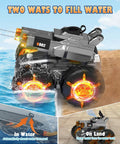Dope Amphibious RC Car With Water Gun for land and water play, showcasing waterproof wheels and submersion capabilities.