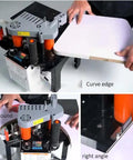 Portable Edge Bander For Curve And Straight Edges With Adjustable Speed Up To Five Meters Per Minute Handles 10 To 60 mm shown in use