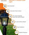 Baytown II Outdoor Solar Light Kit With 3 Inch Pole Pier And Wall Mounts Lamp Only Bright White LED Black Finish