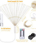 8 Pack Dope Starburst LED Firework Fairy Lights With Remote Control Battery Operated Outdoor Hanging String Lights 120 LEDs