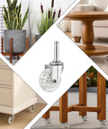 Bulletproof Two Inch Swivel Caster Wheels With No Sweat Mounting Sockets Crystal Clear Smooth Ride on furniture legs.