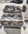 Straight Up Premium Calacatta Viola Marble Wall Mount Bathroom Sink, 30x20x15 cm, solid marble, for modern bathrooms.