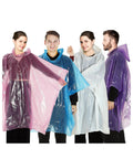 Four Pack Disposable Rain Ponchos With Hood For Adults Clear See Through Emergency Rain Gear Lightweight And Waterproof EZP