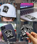 I Can Fix Stupid But It's Gonna Hurt Mechanic Gorilla Wrench Sticker Set on helmet, laptop, phone, hand; bold humor durable vinyl decals