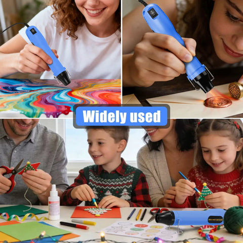 Dual Temp Heat Gun 330W Fast Heat 250C 350C used for crafts and DIY projects, demonstrating versatile applications.