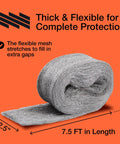Steel Wool Pest Blocker 2 Pack For Mouse Control And Rodent Deterrent to Seal Pipe Gaps, 2.5" wide, 7.5 FT flexible roll.