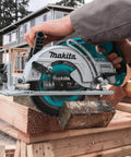 Heavy-Duty Framing Circular Saw Blade, 7-1/4 Inch, 24 Tooth Carbide Tipped, Ultra-Thin Kerf in use on construction site.