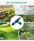 Multipurpose use of 10 Pack Drip Irrigation Barbed Locking Fittings For 5/8 Inch (16mm) Tubing in gardens and greenhouses.
