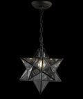 12-Inch Oil Rubbed Bronze Moravian Star LED Pendant Light With Clear Glass, Metal Hanging Lantern For Kitchen Island, Entryway Or Foyer