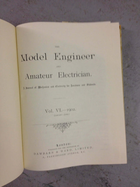 Book title page: The Model Engineer and Amateur Electrician, Vol. VI, 1902