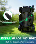 Lightweight 14 Inch Cordless Lawn Mower With 20V Power And 5Ah Battery, blade underside with 14-inch manganese steel blade