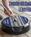 Gas Pressure Washer 3400 PSI 2.6 GPM With 212cc Engine, 15 Inch Surface Cleaner, connecting 1/4 inch fittings on wood deck