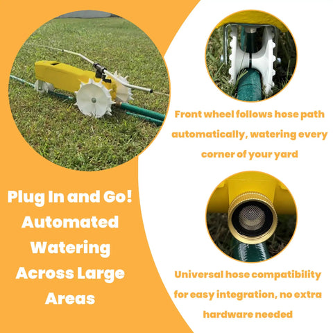 Traveling Sprinkler That Rolls Across Large Lawns Up To 13,500 Sq Ft Cast Iron Outdoor Water Sprinkler For Yard And Garden with yellow body