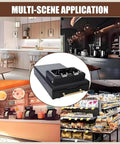 Heavy Duty Electric Coffee Portafilter Cleaner Knock Box Combo in cafe settings showcasing its multi-scene application.