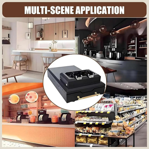 Heavy Duty Electric Coffee Portafilter Cleaner Knock Box Combo in cafe settings showcasing its multi-scene application.
