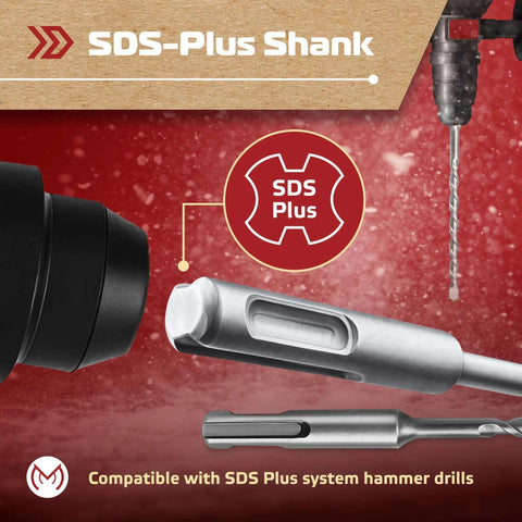 MonoPro 10-Piece SDS Plus hammer drill bit set, 3/16 in x 6 in, carbide-tipped masonry bits with storage case