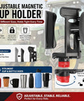 Heavy Duty Magnetic Cup Holder With 88 lb Grip, 12 Neodymium Magnets, Adjustable 2.36 to 3.54 Inch Diameter, Secure Drink Holder For Tractors