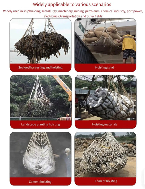 Elastic Cargo Net Built Tough For Industrial Lifting And Rigging 300x300 Cm With 3 Ton Capacity And 20 Cm Grid lifting diverse materials
