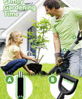 Family gardening with Heavy Duty Garden Shovel With D-Handle, 31-Inch Steel Spade With Sharp Round Point And Comfort Grip