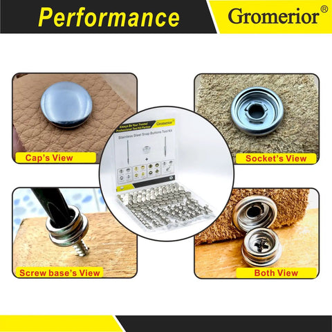 Heavy Duty Snap Fastener Kit With 50 Sets Of 200 Pieces 15mm Marine Grade Stainless Steel Canvas Snaps And 3 Setting Tools