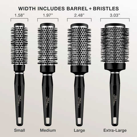 Express Ion Aluminum Round Brush For Blow Drying All Hair Types Large Vented Barrel With Corkscrew Vegan Bristles sizes