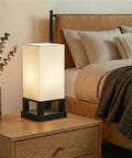 Maxwell Bedside Lamp With USB Port For Bedroom And Living Room Cozy Wood Frame Nightstand Light On Wooden Table