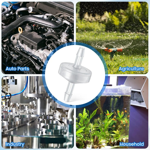 10-pack 1/8 in plastic check valve with hose barb; white nylon, one-way non-return valve for water, fuel, air