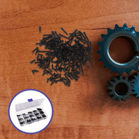 450Pcs Black Self Tapping Screws Set M2.3 M2.6 M3 Cross Head Carbon Steel With Round Head And Weather Resistant Finish