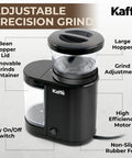Level Up Your Coffee Game With This Heavy Duty Electric Flat Burr Grinder Crafted For Home Bars Featuring Fast Grind Adjustments And A Sleek Matte Black Housing displaying adjustable grind settings and removable grind container.