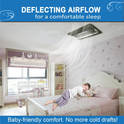 Magnetic Register Vent Deflector with Neodymium Magnets redirecting airflow on ceiling in child's bedroom, ensuring comfort.