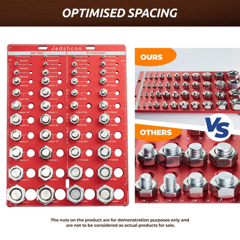 Must Have Portable Thread Gauge And Bolt Size Finder With Optimized Spacing 44 Nut And Bolt Sizes 22 Standard And 22 Metric SAE