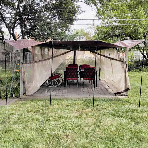 Outdoor setup with Adjustable Portable Tent Poles 74.8 Inches Beefy Rustproof Thickened Iron Stakes used for beach tents and van awnings