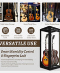 Premium Guitar Display Case With Humidification And Constant Temperature Control, Smart Touch And Fingerprint Lock. Versatile Use Overview