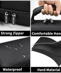 Close-up of Heavy Duty 88 Slot Knife Display Case showing strong zipper, comfortable handle, waterproof surface, and hard material.