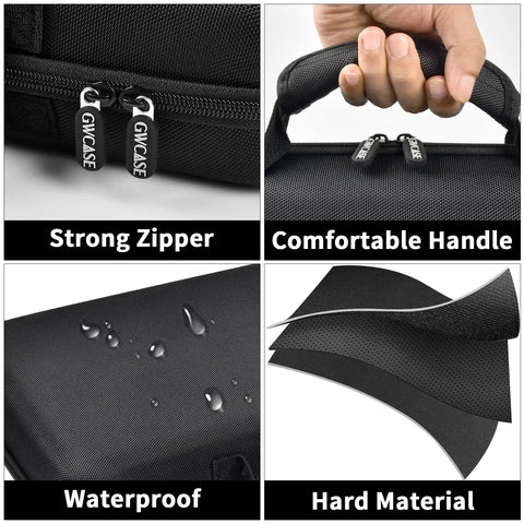 Close-up of Heavy Duty 88 Slot Knife Display Case showing strong zipper, comfortable handle, waterproof surface, and hard material.