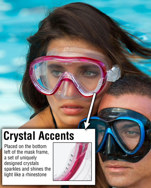 Freedom Tina Snorkel Mask With Low Profile One Window Design For Crystal Clarity And Easy On Off Accessory Dock For Personalization