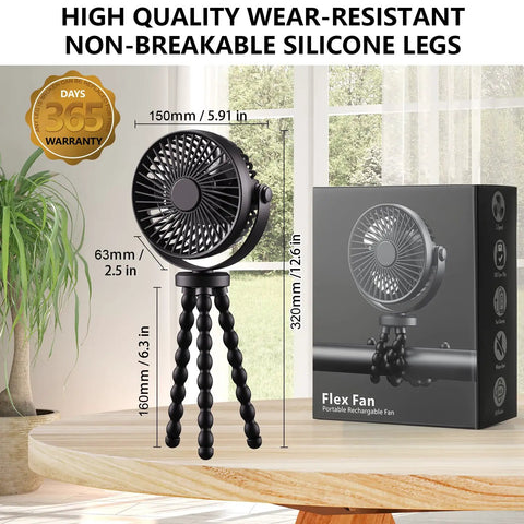 Mini Handheld Portable Fan With Flexible Tripod Clip On For Stroller Car Seat Bed Desk And Travel USB Or Battery Powered
