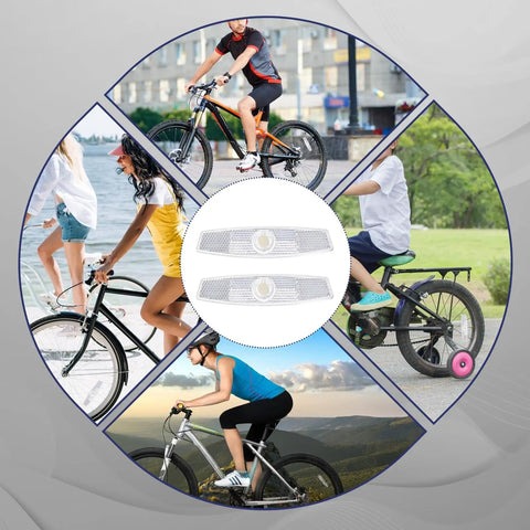 Collage of cyclists with 4 Pack Bike Spoke Reflectors For Night Riding Safety High Visibility Wheel Reflectors For Mountain And Road Bikes